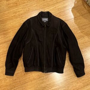 Wilson’s Leather chocolate brown suede leather bomber jacket